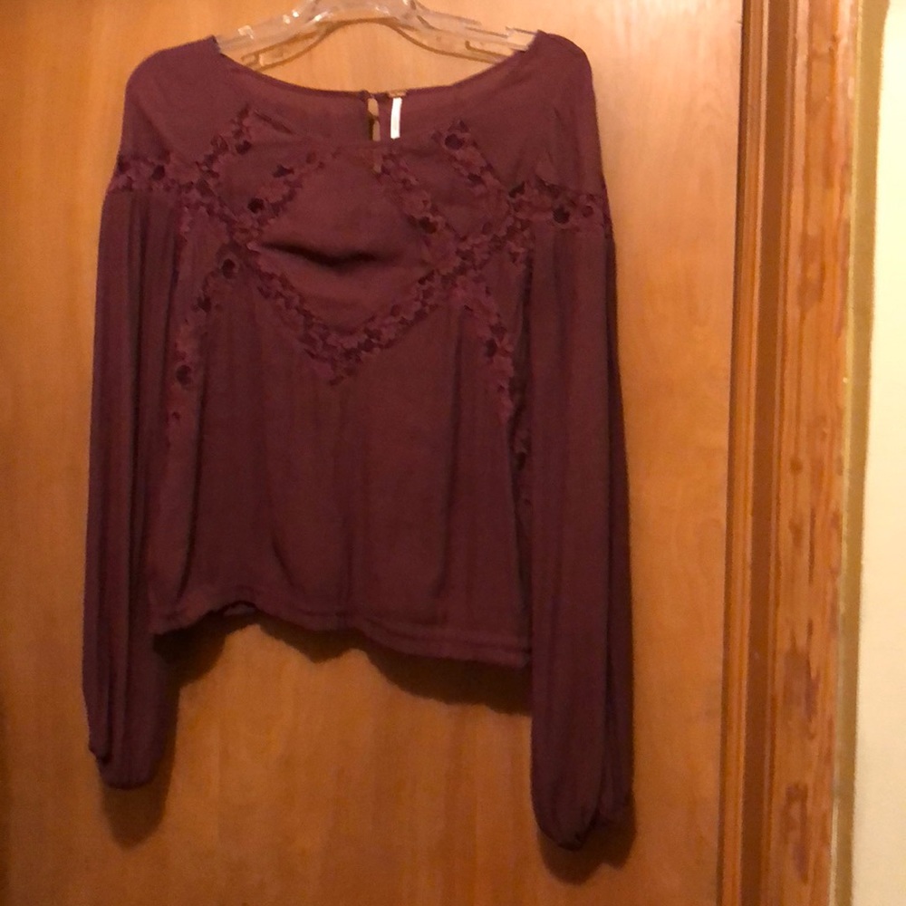 Free people geometric lessons lace blouse.